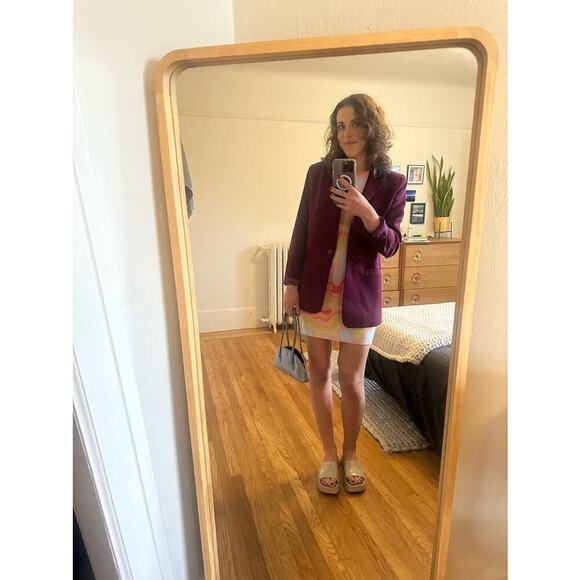 ENDLESS ROSE Purple Crepe Front Button Closure Jacket Blazer Size Medium - Picture 15 of 15